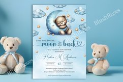 Watercolor Teddy bear sleeping over the moon Invite ZB28 Product Image 1