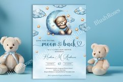 Watercolor Teddy bear sleeping over the moon Invite ZB28 Product Image 1