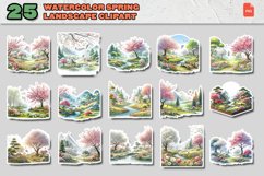 25 Watercolor Spring Landscape Clipart PNG Sticker Bundle Product Image 1