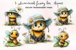 Whimsical Fuzzy Bee Clipart PNG Product Image 1