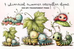 Whimsical Summer Caterpillar Clipart PNG Product Image 1