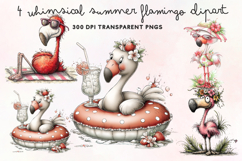Whimsical Summer Flamingo Clipart PNG Product Image 1