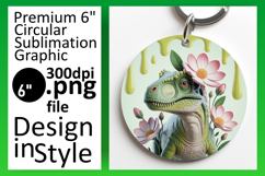 Trendy Round Design for Keychains , Cute Dino Product Image 1
