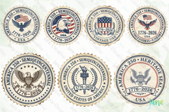 250 America Round Stamp PNG Bundle Product Image 6