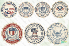 250 America Round Stamp PNG Bundle Product Image 7