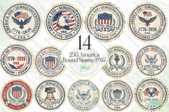 250 America Round Stamp PNG Bundle Product Image 1