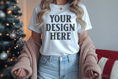 Christmas Bella Canvas 3001 White Shirt Mockup ,Trandy mock Product Image 1