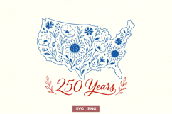 America 250 SVG - USA 250th Anniversary PNG - Floral Design Product Image 1