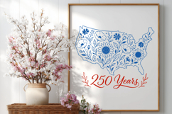 America 250 SVG - USA 250th Anniversary PNG - Floral Design Product Image 3