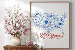 America 250 SVG - USA 250th Anniversary PNG - Floral Design Product Image 3
