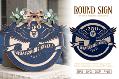 USA 250 Years of Freedom Round Welcome SVG Sign Template Product Image 1