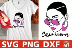 Capricorn Zodiac Sign svg, Black Woman in Glasses,Short Hair Product Image 2