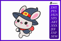 Cute Witch Bunny Embroidery Designs For Machine Product Image 1