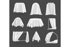 White textile cover. Realistic tablecloth, protective coatin Product Image 1