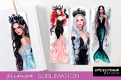 Mermaid Printable Bookmark - Gothic Bookmark PNG Sublimation Product Image 1
