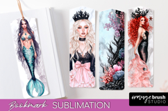 Mermaid Printable Bookmark - Gothic Bookmark PNG Sublimation Product Image 1