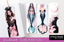 Mermaid Printable Bookmark - Gothic Bookmark PNG Sublimation Product Image 1
