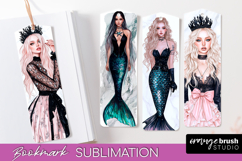 Mermaid Printable Bookmark - Gothic Bookmark PNG Sublimation Product Image 1