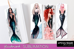 Mermaid Printable Bookmark - Gothic Bookmark PNG Sublimation Product Image 1