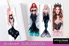 Mermaid Printable Bookmark - Gothic Bookmark PNG Sublimation Product Image 1