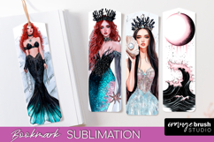 Mermaid Printable Bookmark - Gothic Bookmark PNG Sublimation Product Image 1