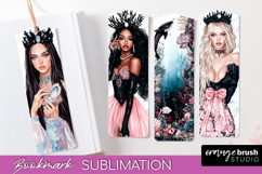 Mermaid Printable Bookmark - Gothic Bookmark PNG Sublimation Product Image 1