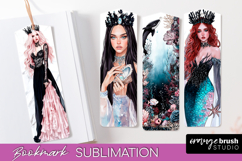 Mermaid Printable Bookmark - Gothic Bookmark PNG Sublimation Product Image 1