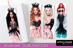 Mermaid Printable Bookmark - Gothic Bookmark PNG Sublimation Product Image 1