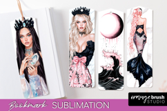 Mermaid Printable Bookmark - Gothic Bookmark PNG Sublimation Product Image 1