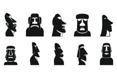 Easter Island icons set, simple style Product Image 1