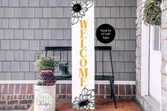 Sunflower Welcome Vertical SVG | Farmhouse Porch Sign | DXF Product Image 1