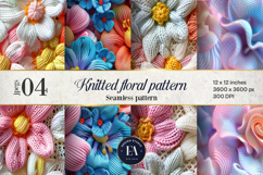 Floral Rainbow Knitting Digital Paper, Knitted Wool Pattern Product Image 1