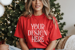Christmas Gildan 18000 Red Crewneck Sweatshirt Mockup Product Image 1