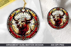 Bison Stained Glass Ornament PNG, Digital Download File Product Image 1