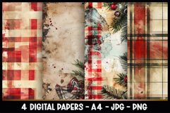4 Christmas Digital Papers I Christmas Junk Journal Pages Product Image 1