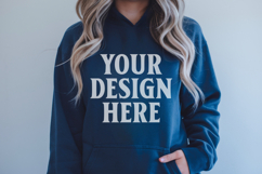 Navy Gildan 18500 Hoodie Sweatshirt Mockup, 185 mock-up Product Image 1