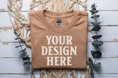 Sand Gildan 5000 Flat Lay Tshirt Mockup, G5000 mockups Product Image 1