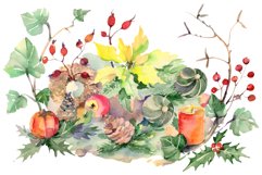 Christmas bouquet snowstorm Watercolor png Product Image 1