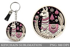 Christmas Lama Keychain. Cute Lama Keychain Design Product Image 1