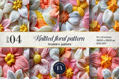 Floral Rainbow Knitting Digital Paper, Knitted Wool Pattern Product Image 1