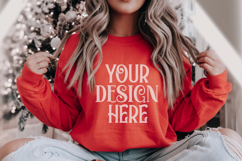 Christmas Gildan 18000 Red Crewneck Sweatshirt Mockup Product Image 1
