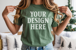 Christmas Bella Canvas 3001 Leaf Shirt Mockup ,Trandy mockup Product Image 1