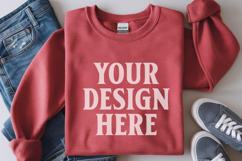 Scarlet Red Gildan 18000 Folded Flat Lay Mockups Product Image 1