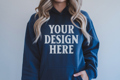 Navy Gildan 18500 Hoodie Sweatshirt Mockup, 185 mock-up Product Image 1