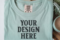 Seafoam Comfort Colors 1717 Christmas Folded T-Shirt Mockup Product Image 1