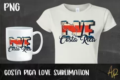 Sublimation Costa Rica Love Country Map with flag 600dpi PNG Product Image 1