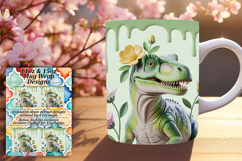Fancy 11oz Mug Wrap Png Design , Cute Dino Product Image 1