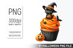 Cupcake With A Halloween Cat, Halloween Clipart PNG File Product Image 1