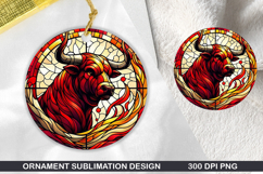 Bison Stained Glass Ornament PNG, Digital Download File Product Image 1