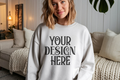 White Gildan 18000 Crewneck Sweatshirt Mockups,G18000 Product Image 1